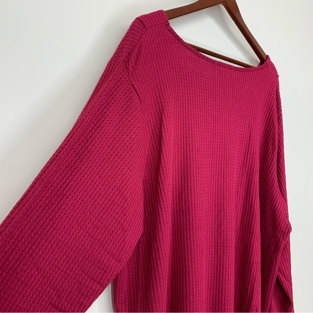 Workshop Republic Clothing Red Magenta Waffle Knit Sweater Soft Cozy & Stretchy - Picture 7 of 16